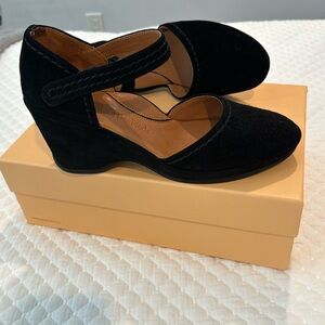 L'Amour des Pieds Orva Lamour Wedge Sandal Mary Jane Black Suede Size 8.5